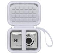 BOVKE Funda de Cámara para Kodak Pixpro FZ45/FZ55 16 MP Appareil Photo Numérique Compact, Vlogging Camera Storage Holder, Bolsillo de Malla para Baterías, Cable USB, Lectores de Tarjetas SD, Blanco