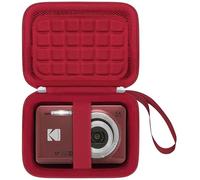 BOVKE Funda de Cámara para Kodak Pixpro FZ45/FZ55 16 MP Appareil Photo Numérique Compact, Vlogging Camera Storage Holder, Bolsillo de Malla para Baterías, Cable USB, Lectores de Tarjetas SD, Rojo
