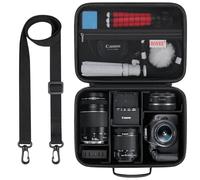 BOVKE Funda de transporte para cámaras Canon EOS Rebel T7/R50/R6 Mark II/R100, funda de almacenamiento para cámaras Canon, Sony, Nikon DSLR SLR, lente, trípode y accesorios, correa para el hombro con