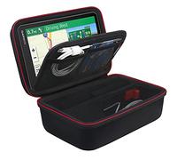 BOVKE Funda GPS dura para 6-7 pulgadas Garmin DriveSmart 76/65/61, RV 780/dezl OTR700/OTR610 Garmin Catalyst, Sistema de navegación GPS, Cargador de coche de ajuste extra espacio, Cable, Negro + Negro