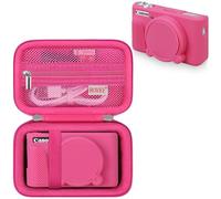 BOVKE Funda rígida + funda de silicona para cámara digital Canon PowerShot SX740 SX730, rojo rosa, Funda rígida y funda de silicona
