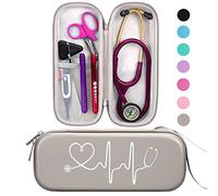BOVKE Travel Carrying Case Compatible con 3M Littmann Classic III, Lightweight II S.E, MDF Acoustica Deluxe Estetoscopios - Habitación Extra para Tijeras Médicas Cizarras EMT Trauma y Lámpara, Gris