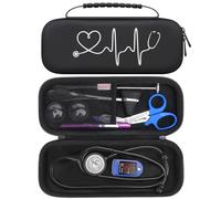 BOVKE Travel Stethoscope Case for 3M Littmann Classic III, Lightweight II S.E, MDF Acoustica Stethoscopes Lightweight, Bolsillo de malla para lámparas de pluma, Tijeras médicas, Accesorios, Negro