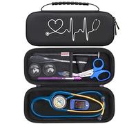 BOVKE Travel Stethoscope Case for 3M Littmann Classic III, Lightweight II S.E, MDF Acoustica Stethoscopes Lightweight, Bolsillo de malla para lámparas de pluma, Tijeras médicas, Accesorios, Negro