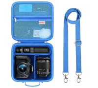 BOVKE Viaje Estuche para Canon EOS 2000D / 4000D /250D / R6 Mark II / R8 / R10 / R100 Cámaras y Otras cámaras SLR DSLR, Objetivo Extra y trípode con divisores y Correa de Hombro, Azul