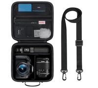 BOVKE Viaje Estuche para Canon EOS 2000D / 4000D /250D / R6 Mark II / R8 / R10 / R100 Cámaras y Otras cámaras SLR DSLR, Objetivo Extra y trípode con divisores y Correa de Hombro, Negro