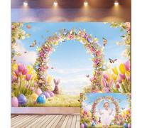 Bovlleetd 1,8x1,2m Fondo Arco Flores Pascua Primavera Flores Pastel & Decor Huevos Decorativos Accesorios Conejos & Mariposas Tema Pascua Alegre Accesorios Estudio Fotográfico