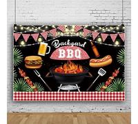 Bovlleetd 150x100cm Barbacoa TelóN De Fondo Caldera Hamburguesa Cerveza Fondo Al Aire Libre Barbacoa Fiesta Decorativa Bandera Cadena De Luz Fondos De Hoja De Palma para Amigo Fiesta Suministros