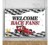 Bovlleetd 180x120cm Racing Track TelóN De Fondo Welcome Race Fans Banner Negro Blanco CuadríCula Pista De Dibujos Animados Deportes Coche FotografíA Fondo Celebrar Carrera Victoria Trofeo Fondo