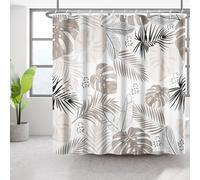 Bovlleetd 180x180cm Cortina de Baño Bohemia Impermeable Cortina de Ducha de Arte Abstracto Planta Tropical de Medio Siglo Cortinas de Ducha Lavables para Bañera con Gancho