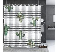 Bovlleetd 183x183cm Cortina De Ducha De Cactus De Dibujos Animados, Cortinas De Ducha De Plantas del Desierto, Juego De Cortinas De BañO Impermeables Cortinas De BañEra De Secado RáPido