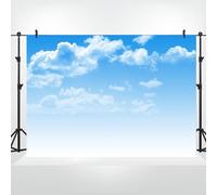 Bovlleetd 2.2x1.5m Cielo Azul y Nubes Blancas Fondo de Vinilo Sol Cielo Nublado Fondo Paisaje Natural fotografía de cumpleaños Infantil bebé Regalo Fiesta de Bodas Accesorios de Estudio