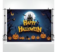Bovlleetd 2.2x1.5m Feliz Halloween antecedentes Terror Noche de Luna Castillo de Terror murciélago Calabaza fotografía de Fondo niños Tema de Halloween Truco Fiesta decoración pancartas