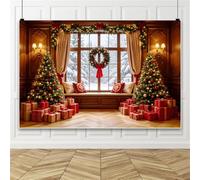 Bovlleetd 2.5x1.8m Fondo de Navidad Escena de Nieve de Invierno Fondo para Fotografía Ventana Navideña Decoración de Banner para Fiesta de Árbol Xmas