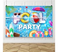 Bovlleetd 2.7x1.8m Pancarta de Verano Fondo de Fotografía de Piscina Fondo de Fiesta de Piscina Pancarta Fondo Fiesta de Verano Luau Hawaiano Cumpleaños Infantil de Fiesta en el Borde de la Piscina