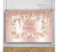 Bovlleetd 220x150cm Rosa Glitter Feliz cumpleaños Fondo Rosa Oro fotografía Fondo Rosa geométrico Texturizado telón de Fondo para Fiesta de cumpleaños decoración