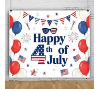 Bovlleetd 3.6x1.8m July 4th Independence Day Backdrop,Vinyl American Flag Photography Backdrop National Memorial Day Happy 4th of July Background