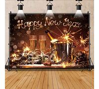 Bovlleetd 300x250cm Feliz AñO Nuevo TelóN De Fondo Glitter ChampáN Oro Fuegos Artificiales FotografíA Fondo Barril De Vino Fondo Espumoso Invierno Vacaciones DecoracióN Banner Suministros