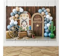 Bovlleetd 3x2.5m Fondo de Vaquero Occidental Rústico, Madera Cactus Revólver, Fondo de Fotografía para Cumpleaños Niño Baby Shower Lejano Oeste Decoración Photobooth