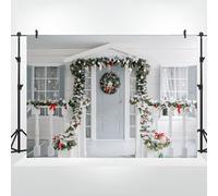 Bovlleetd 3x2m Fondo de Navidad Puerta de Navidad Taller Guirnalda Adornos navideños Fondo de fotografía para Nochebuena Familia Fiesta navideña Cabina de Fotos Accesorios Vinilo