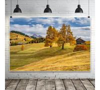 Bovlleetd 4.2x3m Telón de Fondo de Paisaje Montañoso de Otoño con Alerces Dorados, Fondo de Naturaleza para Retratos al Aire Libre de Niños y Adultos, Accesorios de Estudio Fotográfico