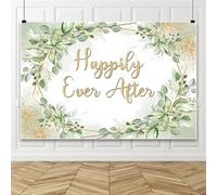 Bovlleetd 4.5x3m Fondo de Boda Eucalipto Verde y Oro Boho Happily Ever After, Fondo de Fotografía para Bridal Shower Compromiso Despedida de Soltera