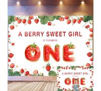 Bovlleetd 4,5x3m Fondo de cumpleaños A Berry Sweet Girl 1 año Guirnalda de Fresas, One Estilo Galleta Fresas Margaritas, Tema de Verano Dulce, Accesorios de Estudio fotográfico