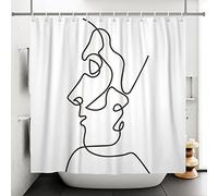 Bovlleetd Cortina de Baño Arte Minimalista Líneas Cara Humana Cortina de Baño Abstracto Hombre y Mujer Besándose Cortinas de Baño Fondo Blanco Cortina de Bañera 152x183cm