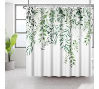 Bovlleetd Cortina de baño de Flores Vegetales 175x178cm Cortina de baño de Plantas Verdes Impermeables Cortina de Hoja Decorativa de baño de 12 Ganchos Cortina de baño se Puede Lavar