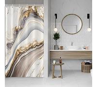 Bovlleetd Cortina de Ducha de mármol champán Cortina de baño de Lujo Moderna Gris Decorativa Elegante Simplicidad Juego de Tela de poliéster Impermeable de 36"x72" 12 Ganchos de plástico