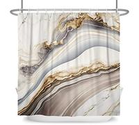 Bovlleetd Cortina de Ducha de mármol champán Cortina de baño de Lujo Moderna Gris Decorativa Elegante Simplicidad Juego de Tela de poliéster Impermeable de 69"x70" 12 Ganchos de plástico