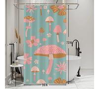 Bovlleetd Cortina de Ducha de Tela Turquesa Puesto pequeño Bohemia Flores Lindo Seta Cortina de Ducha para baño Impermeable 36Wx72H Verde Azulado Conjunto de Cortina de baño con 12 Ganchos 6 Agujeros