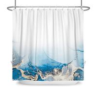 Bovlleetd Cortina de Ducha Ombre Azul Blanco Abstracto océano Onda Cortina de Ducha para decoración de baño Moderno 60"x72" Impermeable Tela de poliéster Juego 12 Ganchos de plástico Lavable
