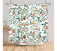 Bovlleetd Cortinas de Ducha de Frutas Naranjas Cosecha Arte Moderno Acuarela Hojas Verdes Baño botánico Cortina de Ducha Decorativa Tela de poliéster Impermeable Juego 122x183cm