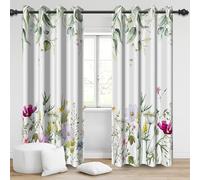 Bovlleetd Cortinas de Sombra de Flores Vegetales, Cortinas de Flores de Colores de Ramas Verdes de poliéster, Cortinas de Flores de la Sala de huéspedes de Hojas Vegetales, 2 Piezas 140x260cm