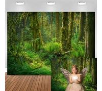 Bovlleetd Fondo de Bosque Verde Misterioso árbol de la Selva Primavera Paisaje Natural Fondo Picnic Camping Fiesta Suministros niños Adultos Aventura Estudio fotográfico Accesorios Vinilo 220x150cm