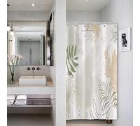 Bovlleetd Pequeña Cortina de Ducha Hoja Verde Claro Elegante Tie-Dye Spot Diseño Cortina de Ducha Decoración de Baño Estética Moderna Tela Impermeable Lavable A Máquina 92x183cm