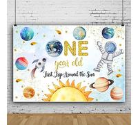 Bovlleetd Primer Viaje Alrededor del Sol Decoraciones De Fiesta De Cumpleaños De Un Año Fondo de Viaje del Espacio Exterior del Sistema Solar Galaxy para fotografía 300x200cm