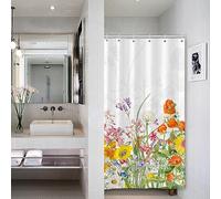 Bovlleetd Puesto botánico Cortina de Ducha Pequeña Cortina de Ducha Floral de Primavera de Hoja Verde de Acuarela vívida de Granja para baño Accesorios para bañera de Tela Impermeable 92x183cm