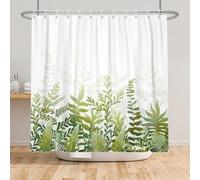 Bovlleetd Salvia Verde Hojas Cortina de Ducha Primavera Hoja de eucalipto Naturaleza Planta Cortina de Ducha botánica para baño Impermeable Juego de-Verde Blanco, 92x183cm