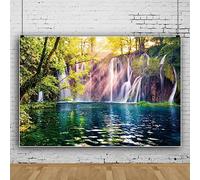 Bovlleetd Telones de Fondo de Cascada para fotografía Paisaje de Primavera Árbol Verde Naturaleza Lago Paisaje Fondo Fondo Fondo Decoración de habitación Estudio fotográfico 300x250cm