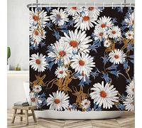 Bovlleetd Vintage Floral Cortina de Ducha 152x183cm Acuarela Boho Daisy Cortinas de Ducha Retro Botánica Flor Baño Decoración Impermeable Bañera Cortina con Gancho Lavable Cortina de baño