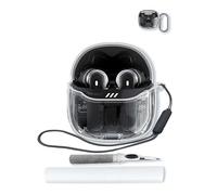 BOVUGAC - Funda para auriculares inalámbricos con cancelación de ruido JBL Tune Flex 2, protección suave, a prueba de golpes, funda de TPU de alta transparencia para JBL Tune Flex 2 con llavero, kit