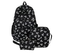Bow Backpack for Girls, 3 Piece Coquette Preppy Backpack Large Capacity for School, Trave and Daily Use (Black)