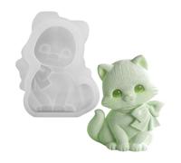 Bow Cat Silicone Mold For Candle Making - 7.3x2.5x9.3cm 65g Cute Kitten Shape - Animal Resin Mold For Soap Soy Wax DIY - Handmade Craft Supplies