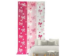 Bow Curtains, 39,37 x 78,74 Inches Foil Fringe Bow Curtains - Birthday Party Decorations Backdrop - Fade-Proof For Bridal Shower Coquette Birthday Party Bedroom Bathroom Kitchen Living Room