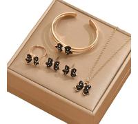 Bow Earrings, Necklace, Ring and Bracelet Set Bowknot Pendant Chain Necklace Birthday Christmas Gift for 5,6,7,8 Ages