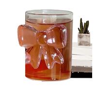 Bow Glass Cups, Heat-Resistant Drinking Glassware, Adorable Elegant Tea, Coffee Cups for Home, Kitchen, Restaurant, Bars and Party Use, 10.6x10.6x1 inches, Transparent