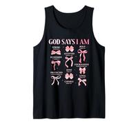 Bow God Say I Am Christian Girl Teen Women Biblia Verso Regalos Camiseta sin Mangas