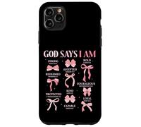 Bow God Say I Am Christian Girl Teen Women Biblia Verso Regalos Carcasa para iPhone 11 Pro Max